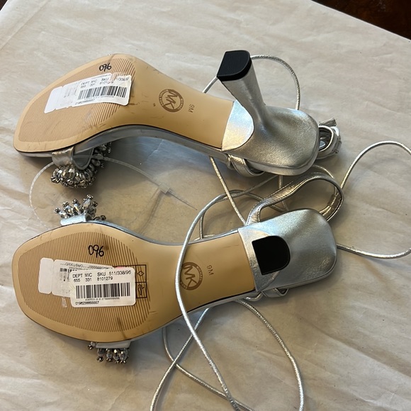 MICHAEL MICHAEL KORS Lucia Embellished Metallic Leather Sandal - Picture 13 of 13